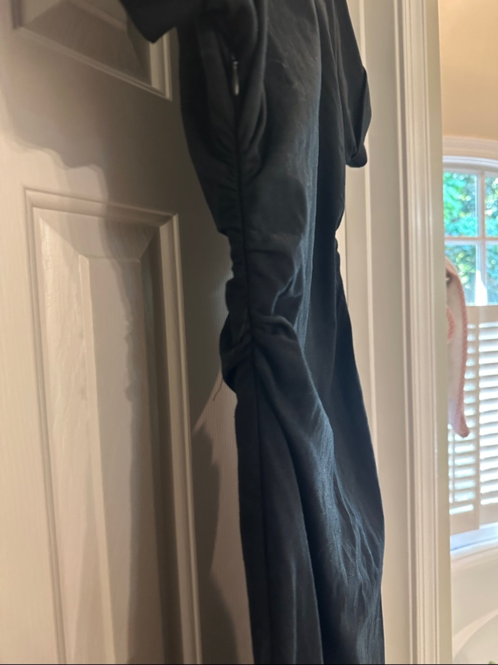 Black Ruched Button-Front Midi Dress - Picture 7 of 9